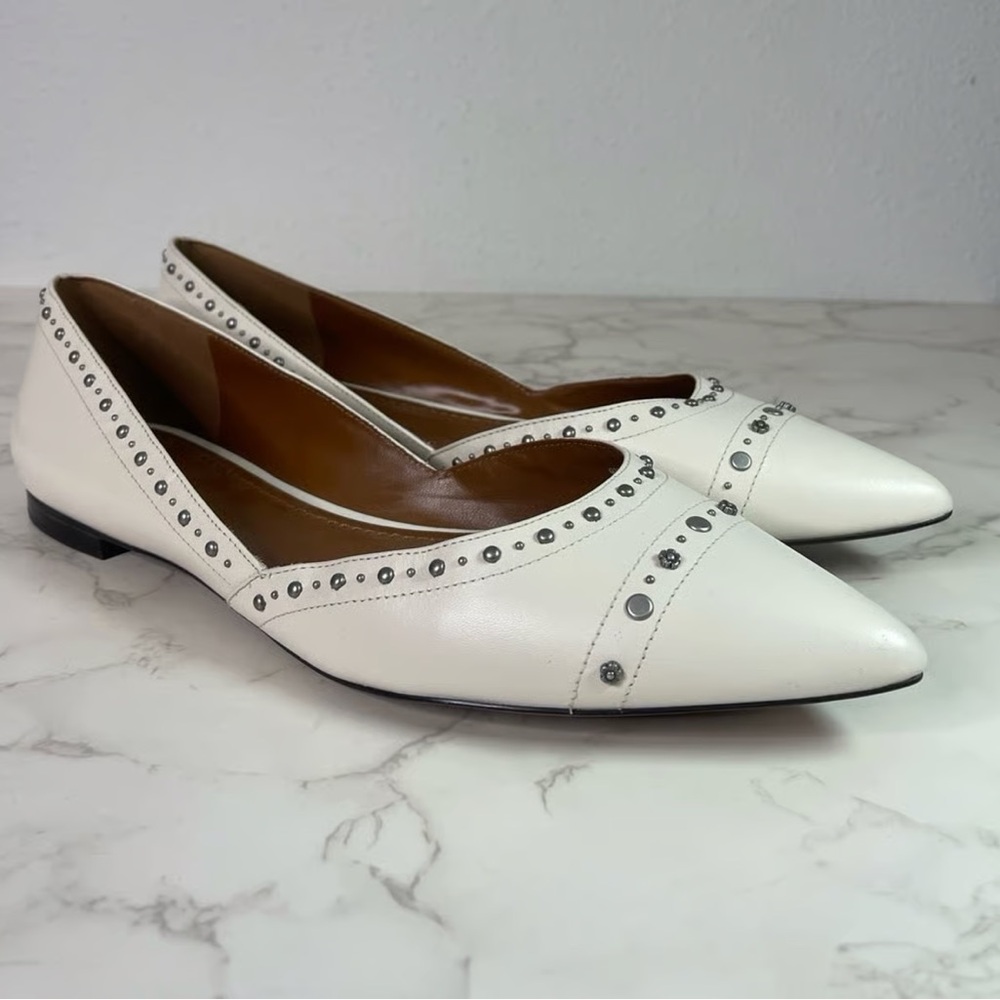 Coach Cream Flats with Silver Studs